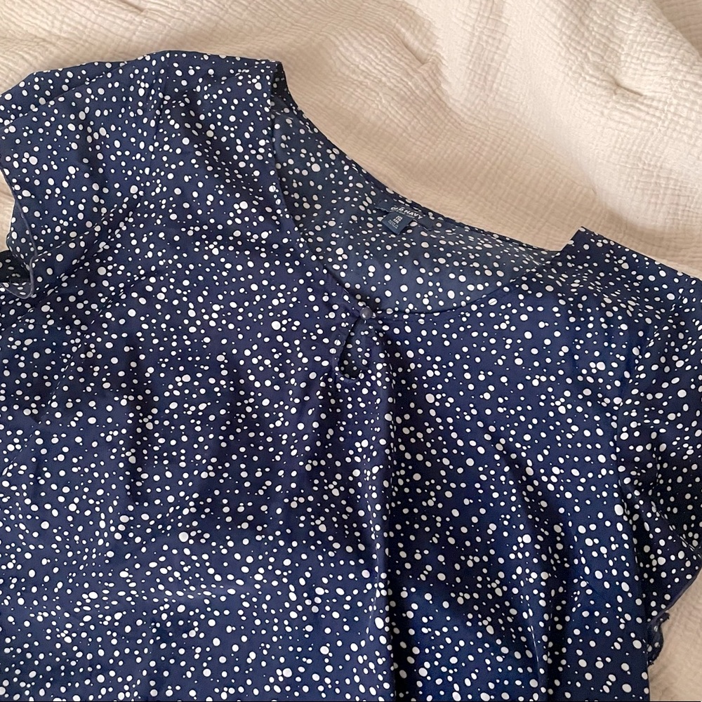 Blue and white silky top